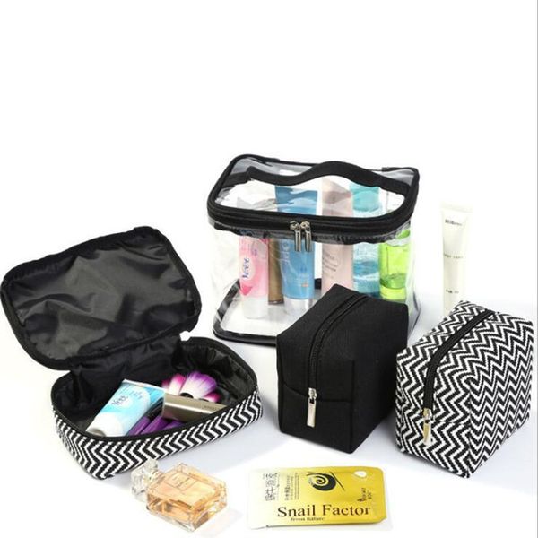 

multi-function cosmetic bag transparent pvc portable combined four piece suit wash bags travelling handbag receive canvas bag lxl923-1