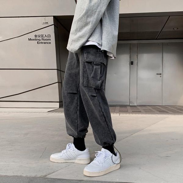 

men's pants 2021 work tide leisure grey/black color trousers motion loose casual fashion trend joggers sweatpants size m-2xl