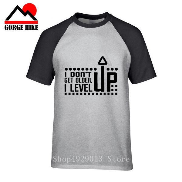 

letter print i don't get older i level up gamers gaming birthday christmas short sleeve funny mens t shirt cotton casual tee, White;black