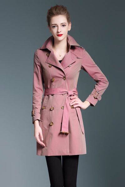 

women's trench coats long classic windbreaker waterproof british new high-end english style autumn winter gabadian solid color casual c, Tan;black
