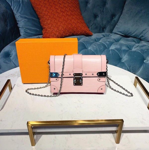 

french fashion luxury designer ladies messenger bag good high-end quality corrugated cowhide made rivet decoration m67508 pink link bag