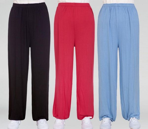 

10color однополые summerspring тай-чи практика штаны модальных волокна бамбука боевых искусств брюки шаровары высшего качества, Black;red