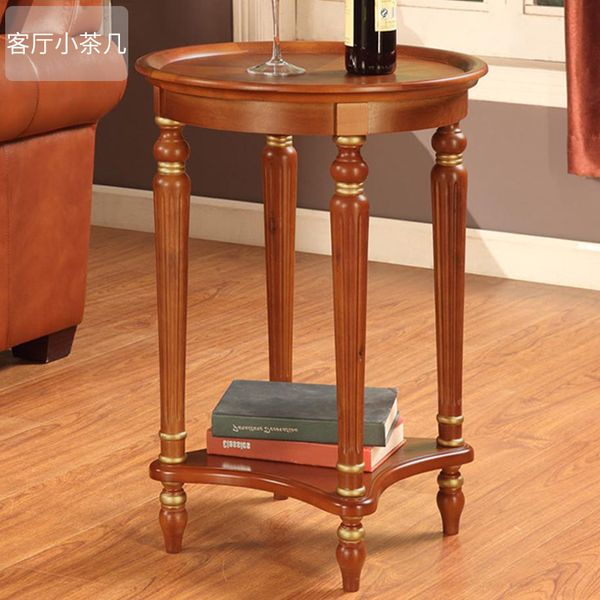 

clearance american solid wood round table sofa side table home balcony leisure tea table living room flower stand side