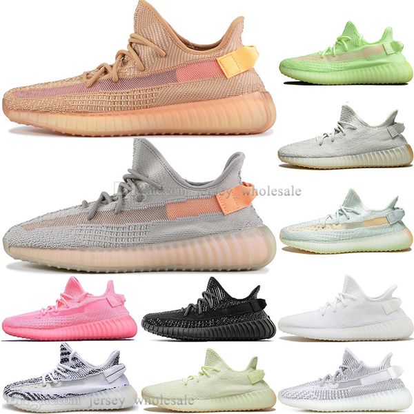 

new kanye west clay v2 static reflective gid glow in the dark mens running shoes hyperspace true form women sport designer eur36-48