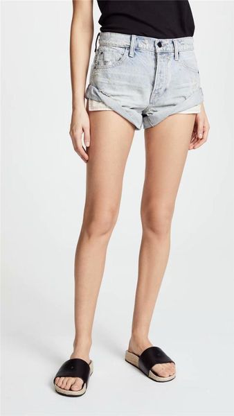 

шорты сплошной цвет модные брюки женские летние дизайнерские сексуальные рваные джинсовые горячие брюки с манжетами карманы высокая талия, White;black