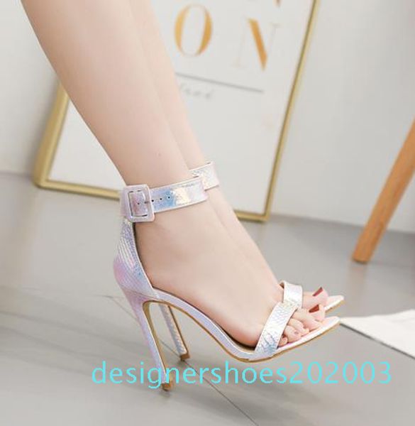 

plus size 35 to 40 41 42 dreamy blue ankle strap woman designer high heel sandals shoes sandals silver wedding shoes 03d, Black