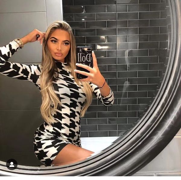 

winter dress women long sleeve bandage dress 2019 ladies designer thick rayon mini party, Black;gray