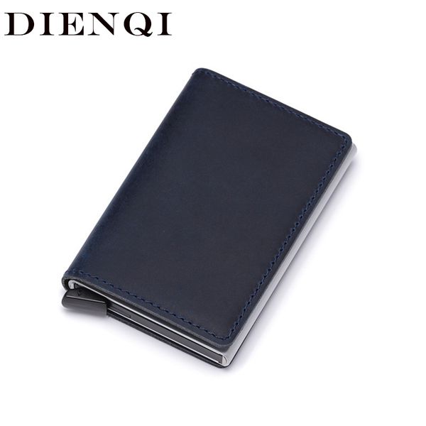 

dienqi genuine leather men wallet rfid mini wallet small slim metal male purse thin walet money bag luxury vallet cartera hombre y190701, Red;black