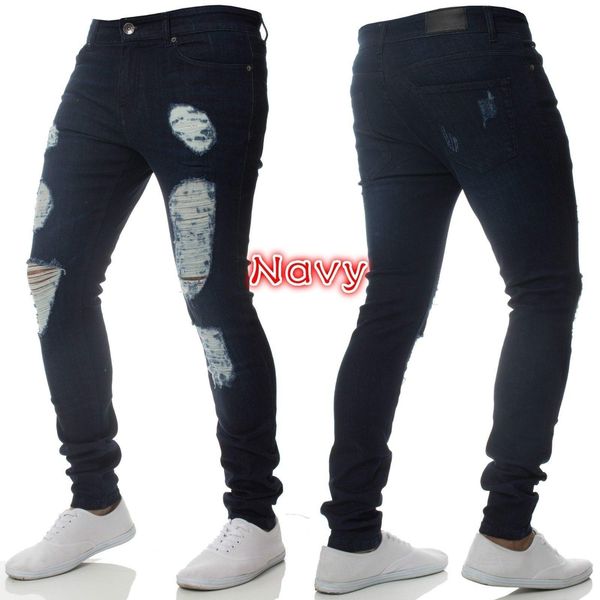 New Mens Skinny Jeans Rip Slim fit Stretch Denim Distress Frayed Biker Jeans Boy