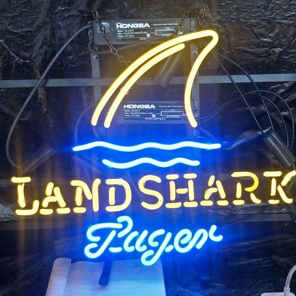 

land shark & rager led neon sign light custom bar display club entertainment decoration glass neon lamp light metal frame 17'' 24