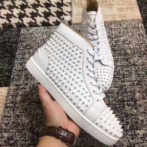 

2019 new high black wire mesh with spikes red bottom casual shoes,womens fashion sneakers rock flat shoes size36-46 d09