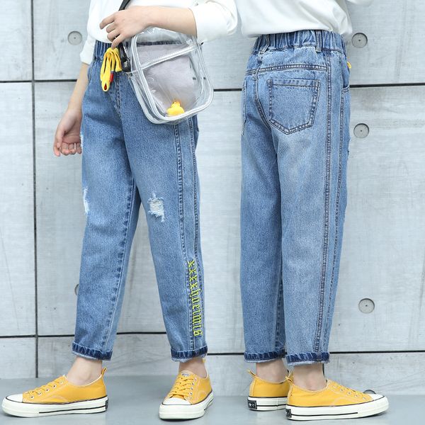 

kids clothes girls 8 to 12 14 teenage girls jeans fashion costume girl pants 2019 spring girl torn destressed blue jeans autumn