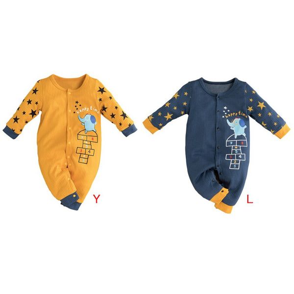 

baby rompers autumn winter girsl boys long sleeve cotton cartoon print cute one-pieces jumpsuit romper dropshipping, Blue