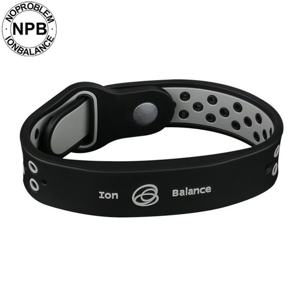 

noproblem bio health benifits ion balance power therapy silicone sports choker tourmaline germanium wristband bracelet c19021501, Black