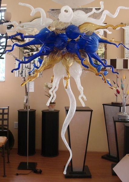 

ac110v-240v hand blown art glass chandelier light blue hanging led art glass chandelier light italian style chihuly style chandelier