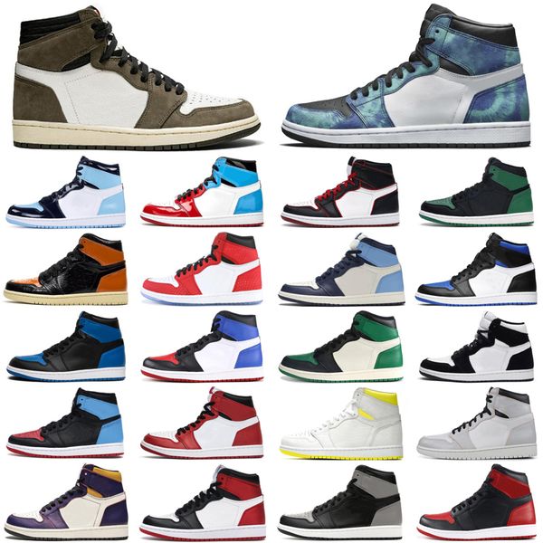 

2020 новый jumpman трэвис скотт 1 1s мужчины женщины баскетбольной обуви bloodline бесстрашный человек-паук чикаго tie-dye мужские спортивны
