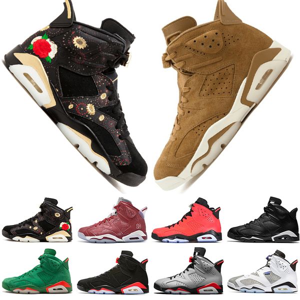 

In Stock 2019 Bred VI 6 6s Mens Basketball Shoes Infrared 23 3M Reflective Tinker Gatorade Green Red Blue Men Sport Sneaker Designer Trainer