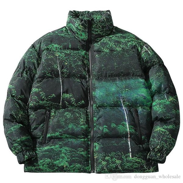 

hip hop jacket parka real tree camouflage streetwear men windbreaker harajuku winter padded jacket coat warm outwear zipper, Black;brown