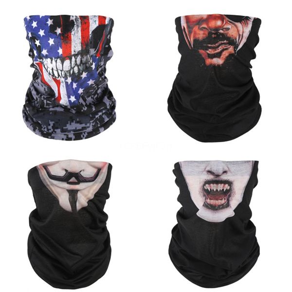 

6 1pcs cloth facemask pm2.5 cotton face maskswashable and reusable maske for protection breathable print magic bandana skull scarf#768, Blue;black