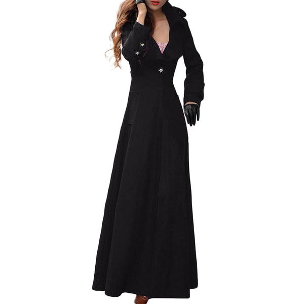 

womens winter lapel slim coat trench jacket long parka overcoat outwear seems cool and elegant trencz damski, Tan;black