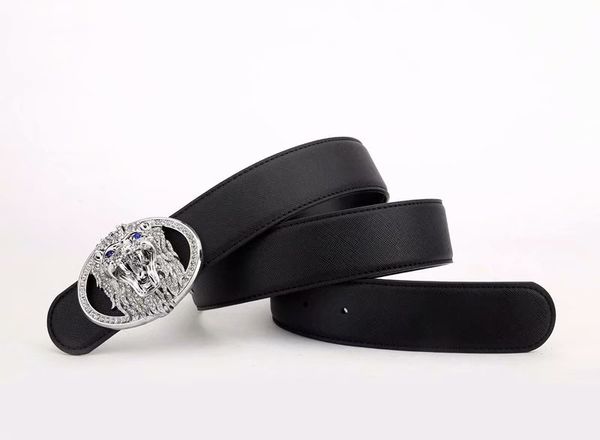 

популярный новый дизайнер леопард голова пряжки бренд мужской ремень модельер ремень корова кожаный ремень в даре 184, Black;brown