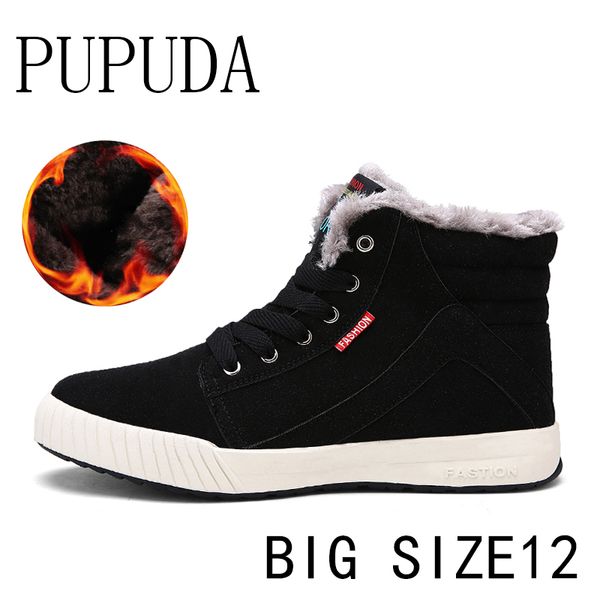 

pupuda snow boots men casual shoes winter new fashion trend fluffy high sport shoes big size12 outdoor comfortable men boots, Black