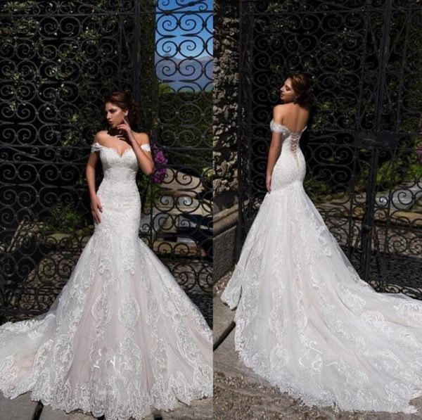 

new vintage off shoulders mermaid wedding dresses full lace appliqued sweetheart corset back bridal gowns summer beach wedding gowns 197, White