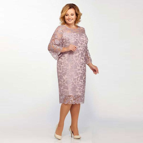

fashion plus size lace mother of the bride dresses sheer jewel neck sheath long sleeves wedding guest dress knee length evening gowns, Black;red