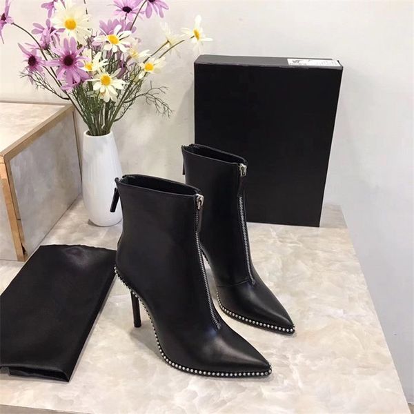 

2020 luxury women shoes fashion luxury designer women shoes superstars famous luxury thin high heels ankle boots women dress shoes, Black