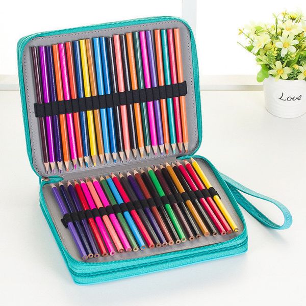 

leather school pencil cases for girls boy pencil case 120/160 holes pen box multi function storage bag case pouch stationery kit