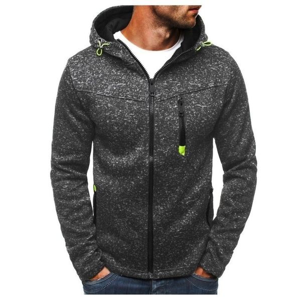 

autumn winter men hoodies casual sweatshirts hooded bodybuilding zipper fleece outerwear streetwear fashionmen hoodie tracksuit, Black