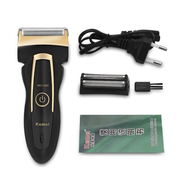 

kemei electric razor shaver men rechargeable rotary with twin heads portable shaving razor electric shaver travel house eu plug