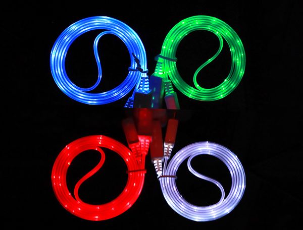 

New Arrival 100CM Android LED Optical Fiber Cable Luminous Data Line High Quality Charge Cables Micro USB Data Charging Cable 4 Colors-1