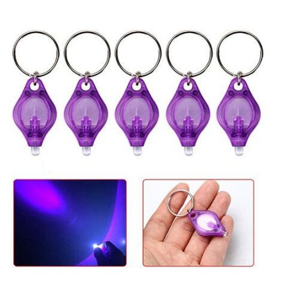 395–410 nm violetter UV-LED-Schlüsselanhänger, Gelddetektor, LED-Licht, tragbares Licht, Schlüsselanhänger, Autoschlüssel-Zubehör, Großhandel 2018, heiße Suche