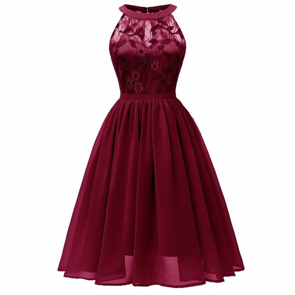 

sensfun 2019 burgundy halter lace girl dresses women vintage dress vestidos a line audrey hepburn robe retro rockabiliy, Black;gray