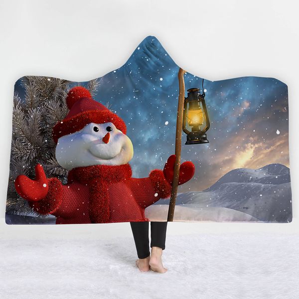 

ehomebuy new 3d blankets hooded blankets 3d printing lovely snowman christmas adults hooded blanket wearable portable