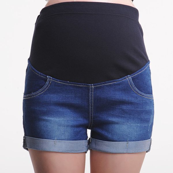 

jeans maternity shorts for pregnant women clothes work trousers pregnancy plus size dark blue denim short, White