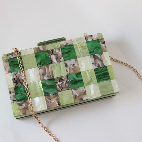 

women vintage patchwork clutch evening bag bridal party lady acrylic handbag new