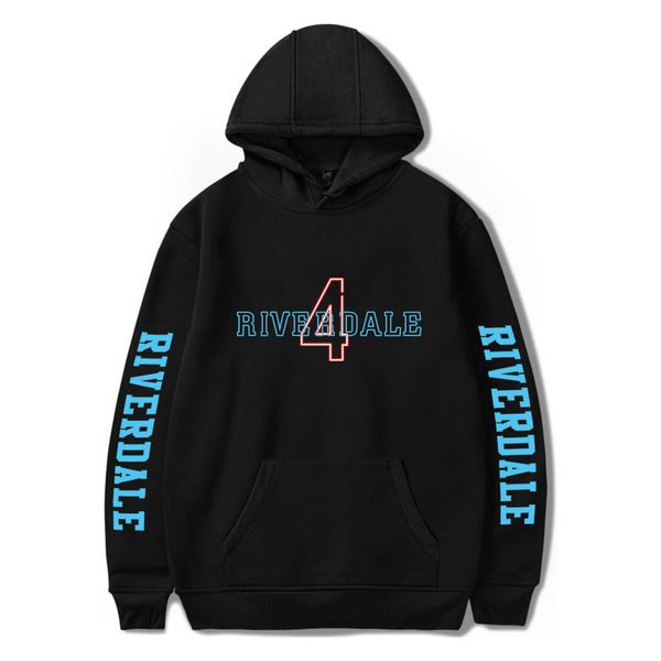 

spring autumn men women letters print hoodies plus size long sleeve riverdale 4 print pullovers couples hoodies, Black
