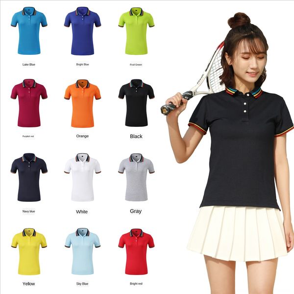 

usaprint2020 women's lapel t- short-sleeved casual color collar polo usaprint2020 women's lapel t- short-sleeved casual color shir, White