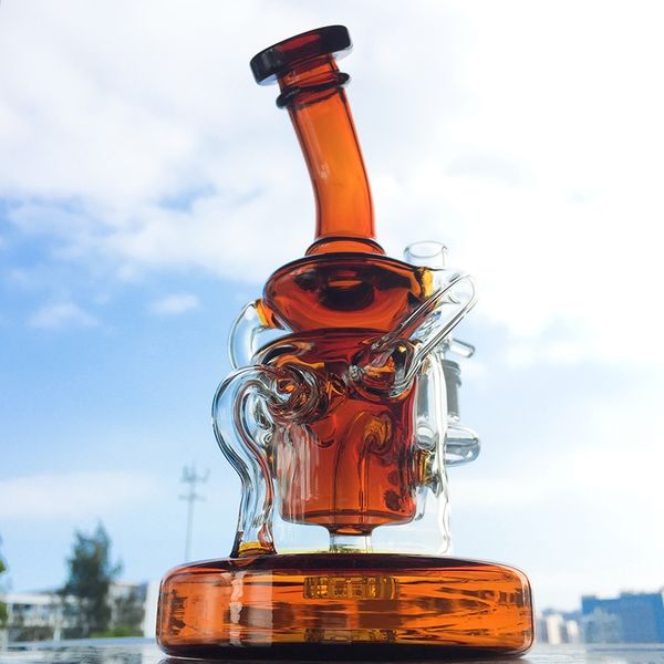 Chuveiro de Perc Tornado Recycler pesado Base de Klein Recycler Dab Rig Oil Rigs Vidro Água Bongos da tubulação de água 14 milímetros Feminino Joint fumadores Acessório