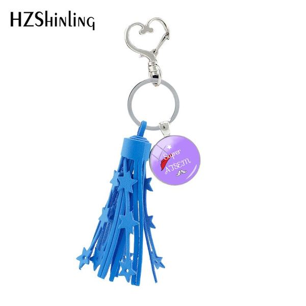 

2019 new super atsem heart tassel keychain super nounon maitre aus tassel keyring glass dome jewelry hand craft, Silver