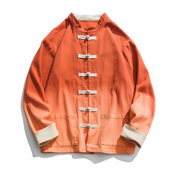 

men women candy colors jacket chinese retro autumn winter big size jackets couple loose stand collar coat tang suit, Black;brown