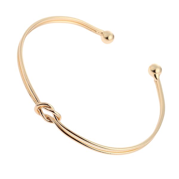 

women minimalist casual knot cuff bangle wire bracelet daily wedding jewelry, Golden;silver