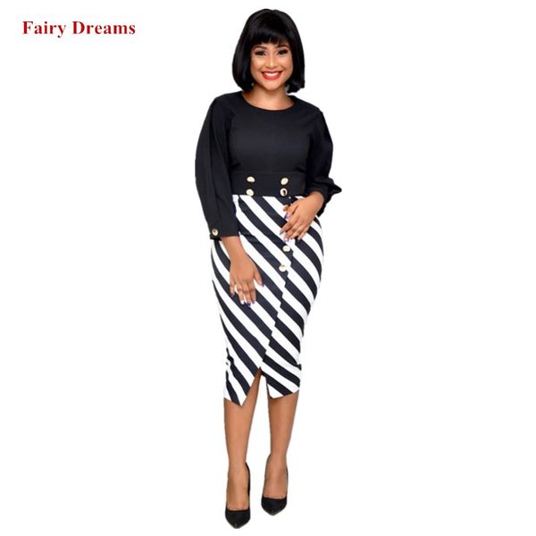 

африканские платья для женщин африканских одежда dashiki ankara синий черный полосатый карандаш платье ropa dama офис леди одежда, Red