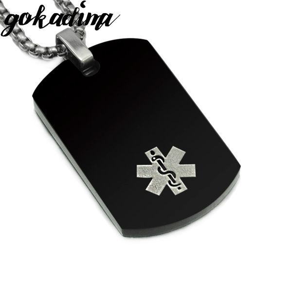 

gokadima men women rock fashion anniversary stainless steel jewelry medical symbol pendant necklace dog tag accessorise, Silver