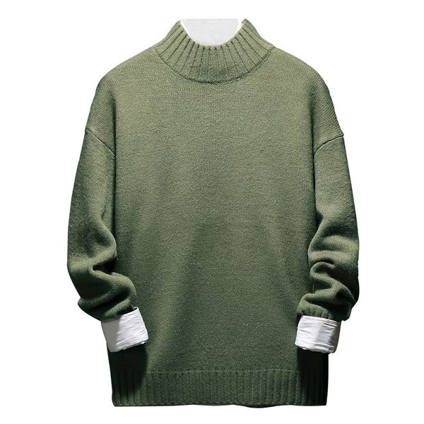 

winter new pullover sweater male baggy round neck sweater thick warm men classic wool knitwear pull homme, White;black