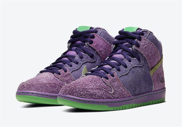 

2020 Release SB Dunk High Purple Skunk CW9971-500 аутентичные женщины мужчины кроссовки дизайнеры женщины мужчины тренеры с оригинальной коробкой
