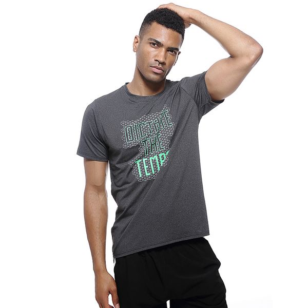 

new men casual loose basketball fitness bodybuilding shirt gray printed breathable quick dry flexible leisure shirts sportwear, Black;red