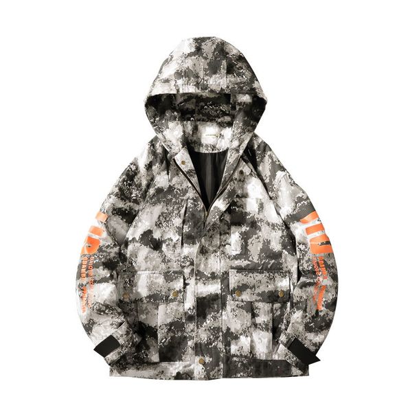 

spring new fat big size men's camouflage jacket tooling jacket hooded scorpion handsome wild add fertilizer to increase, Black;brown